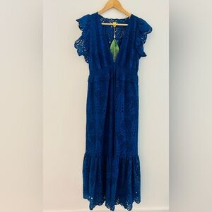 FARM Rio Brazil.  Lace maxi dress.  Navy blue. Sz M.